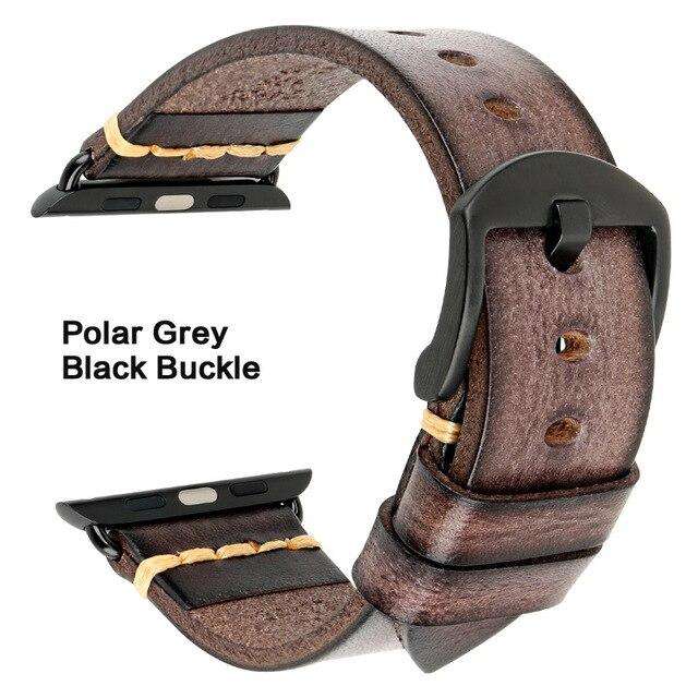 Handmade Italian Cow Leather Strap Watch Band For Apple Watch 44mm 40mm 42mm 38mm Series 5 4 3 2 iWatch Watchbands - Gustobene