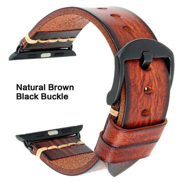 Handmade Italian Cow Leather Strap Watch Band For Apple Watch 44mm 40mm 42mm 38mm Series 5 4 3 2 iWatch Watchbands - Gustobene