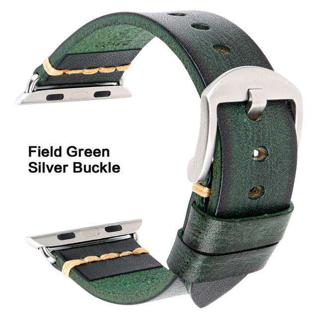 Handmade Italian Cow Leather Strap Watch Band For Apple Watch 44mm 40mm 42mm 38mm Series 5 4 3 2 iWatch Watchbands - Gustobene