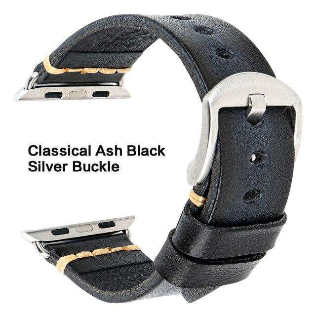 Handmade Italian Cow Leather Strap Watch Band For Apple Watch 44mm 40mm 42mm 38mm Series 5 4 3 2 iWatch Watchbands - Gustobene