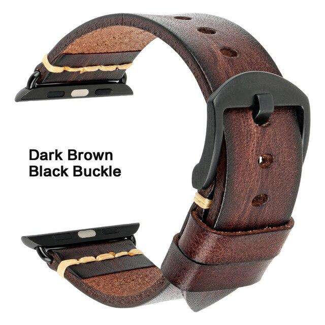 Handmade Italian Cow Leather Strap Watch Band For Apple Watch 44mm 40mm 42mm 38mm Series 5 4 3 2 iWatch Watchbands - Gustobene