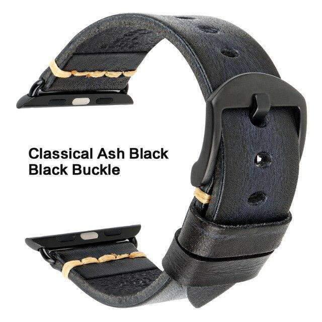 Handmade Italian Cow Leather Strap Watch Band For Apple Watch 44mm 40mm 42mm 38mm Series 5 4 3 2 iWatch Watchbands - Gustobene
