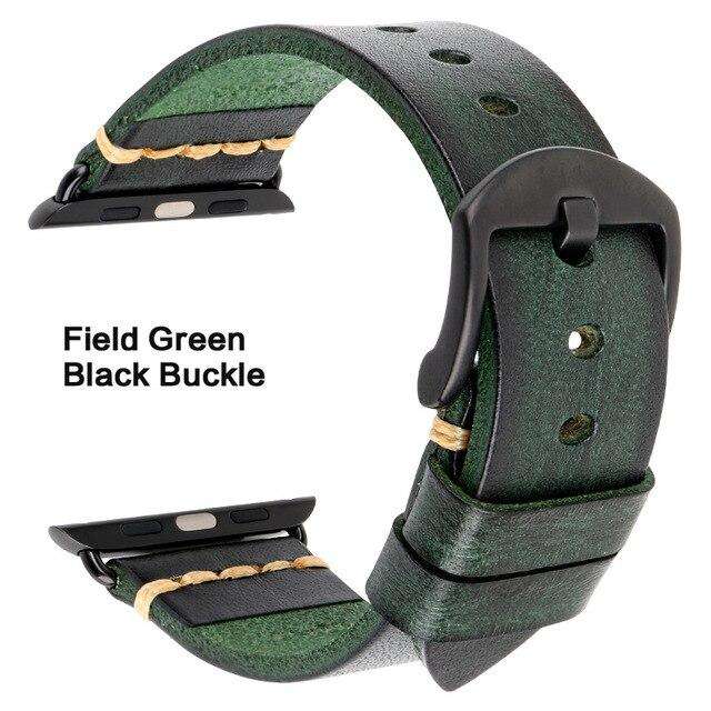 Handmade Italian Cow Leather Strap Watch Band For Apple Watch 44mm 40mm 42mm 38mm Series 5 4 3 2 iWatch Watchbands - Gustobene