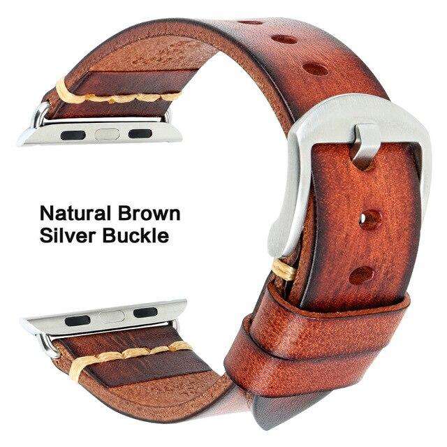 Handmade Italian Cow Leather Strap Watch Band For Apple Watch 44mm 40mm 42mm 38mm Series 5 4 3 2 iWatch Watchbands - Gustobene
