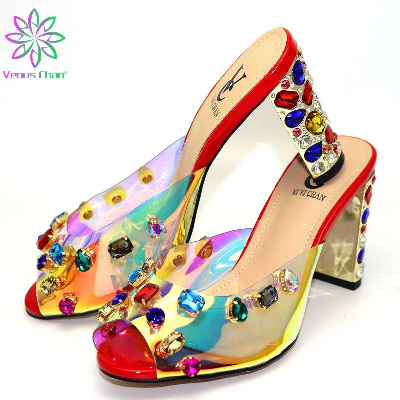2019 New Red Color Italian Shoes With Matching Bags African Women High Heels Shoes and Bags Set For Prom Party Summer Sandal - Gustobene