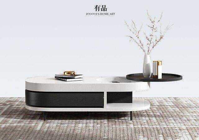 Modern combination tea table Italian simple square high and low tea table modern paint living room small table small apartment. - Gustobene