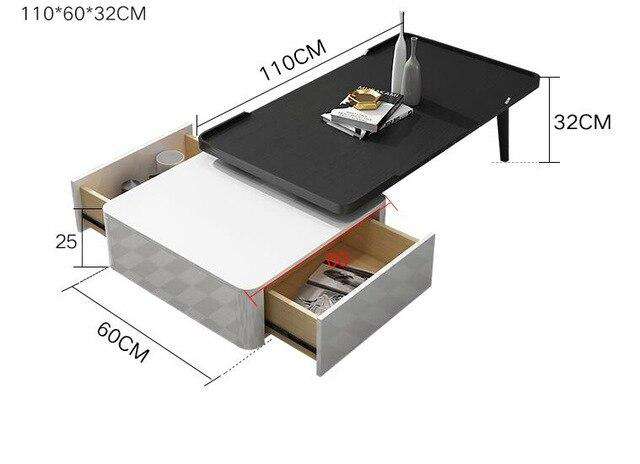 Modern combination tea table Italian simple square high and low tea table modern paint living room small table small apartment. - Gustobene