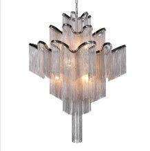Italian Design Silver Art chandelier Engineering Design Luxury Chain Tassel Aluminum Chain LED Beautiful chandelier Lighting - Gustobene