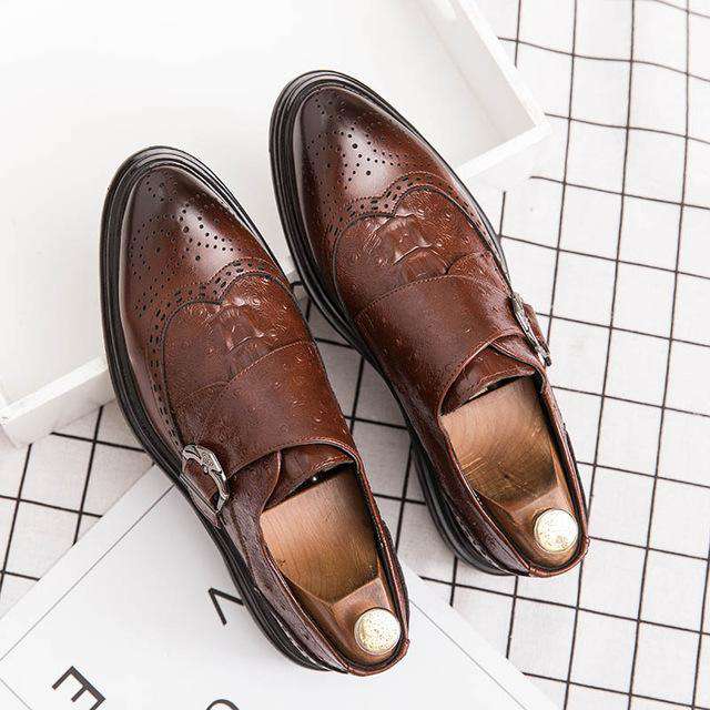 Modern Italian Buckle Strap Formal Shoes - Gustobene
