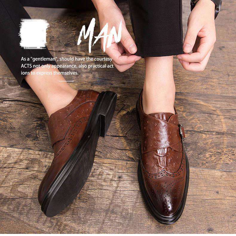 Modern Italian Buckle Strap Formal Shoes - Gustobene