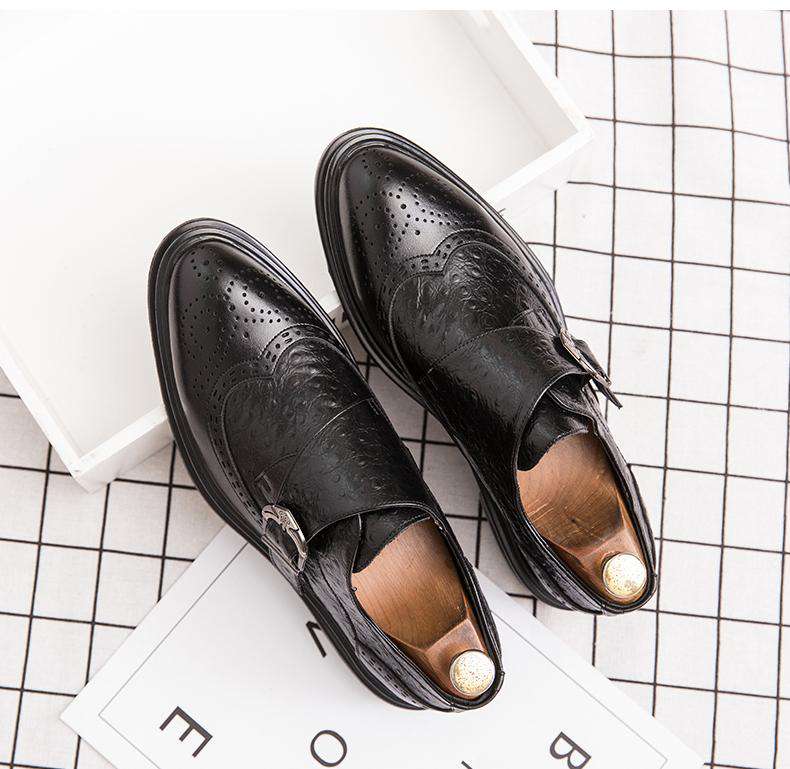 Modern Italian Buckle Strap Formal Shoes - Gustobene