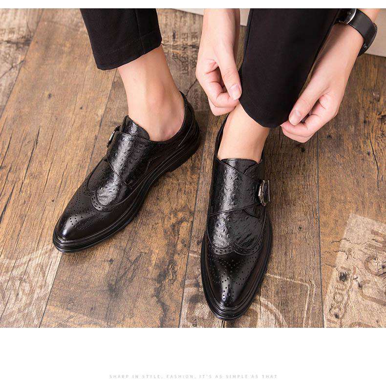 Modern Italian Buckle Strap Formal Shoes - Gustobene