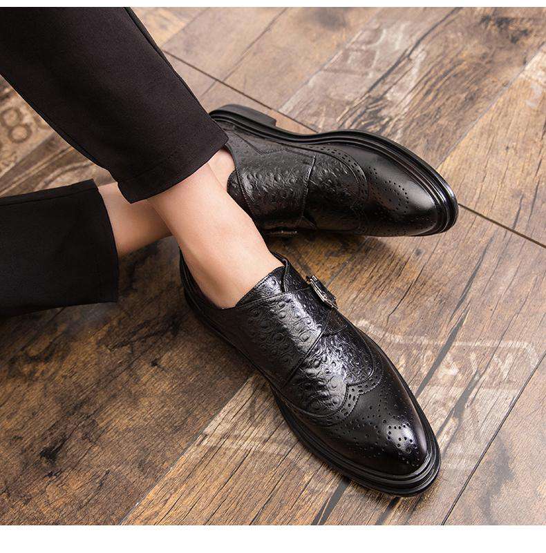 Modern Italian Buckle Strap Formal Shoes - Gustobene
