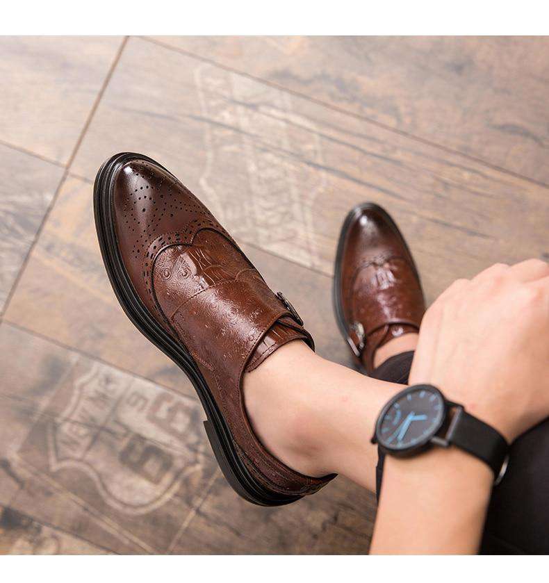 Modern Italian Buckle Strap Formal Shoes - Gustobene