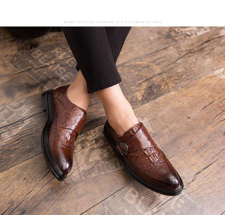 Modern Italian Buckle Strap Formal Shoes - Gustobene
