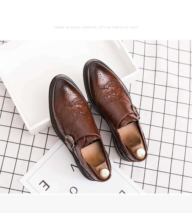 Modern Italian Buckle Strap Formal Shoes - Gustobene