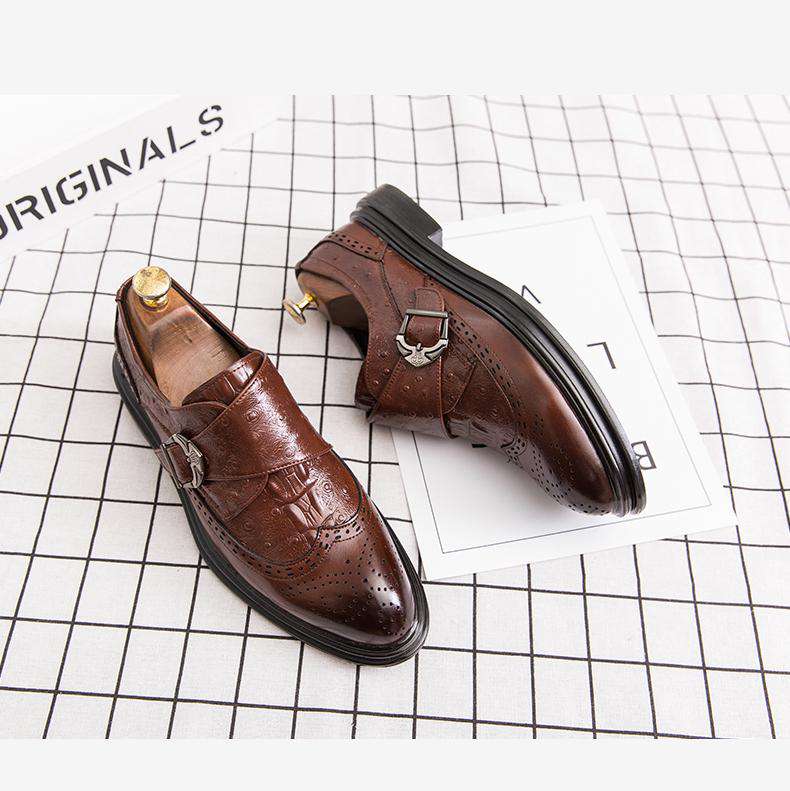 Modern Italian Buckle Strap Formal Shoes - Gustobene