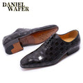 LUXURY ITALIAN LEATHER SHOES MEN NEW FASHION PLAID PRINTS LACE UP BLACK BROWN WEDDING OFFICE SHOES FORMAL OXFORD SHOES FOR MEN