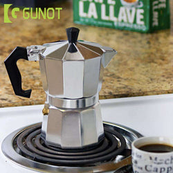 GUNOT Aluminum Stove-top Moka Pot Coffee Maker Italian Espresso Coffee Maker With Filter Cafeteira Expresso Percolator 3cup/6cup - Gustobene