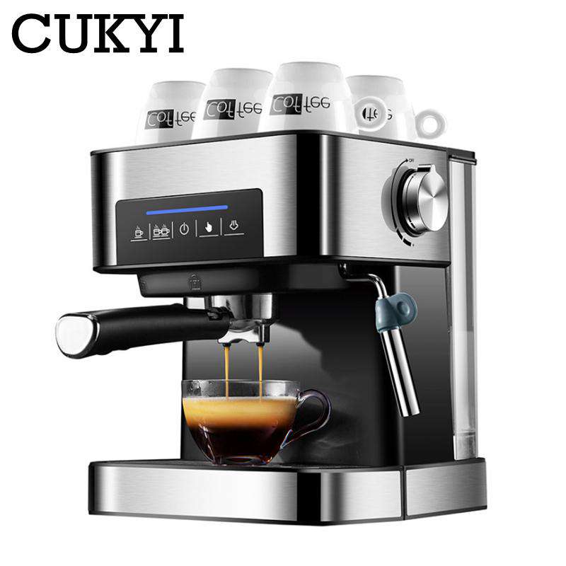 CUKYI Espresso Coffee Machine 20 Bars pressure with vaporizer for milk foam semi automatic maker Cup-warming plate kitchen tools - Gustobene