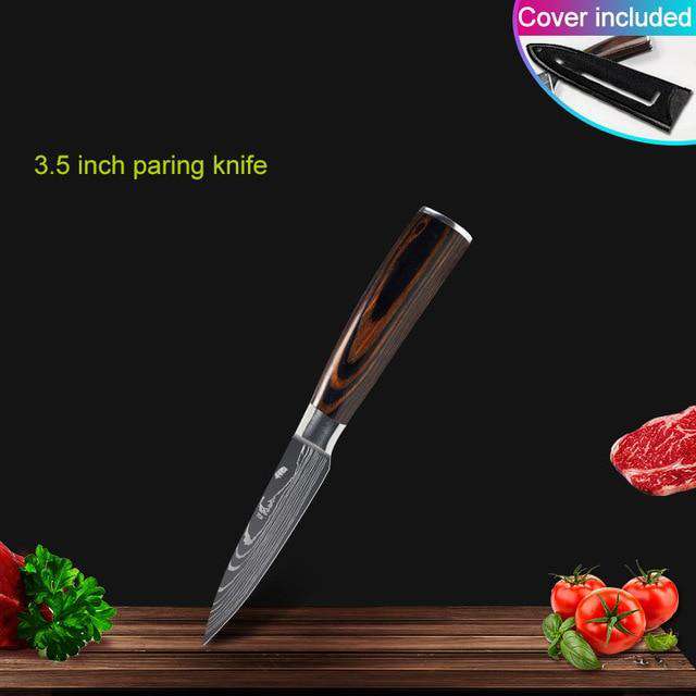 Kitchen knives Set Professional Chef Knives Japanese 7CR17 440C High Carbon Stainless Steel Imitation Damascus Pattern Knife Set