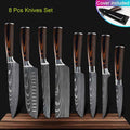 Kitchen knives Set Professional Chef Knives Japanese 7CR17 440C High Carbon Stainless Steel Imitation Damascus Pattern Knife Set