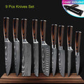 Kitchen knives Set Professional Chef Knives Japanese 7CR17 440C High Carbon Stainless Steel Imitation Damascus Pattern Knife Set