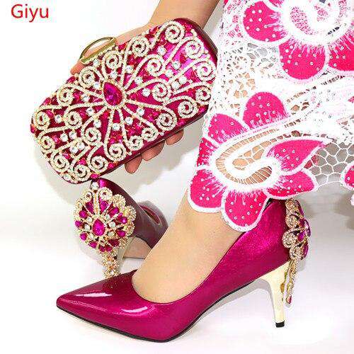 doershow wine Shoe and Matching Bag Set African Shoes and Matching Bags Italian Matching Shoes and Bags for ladyPartys!SYT1-6 - Gustobene