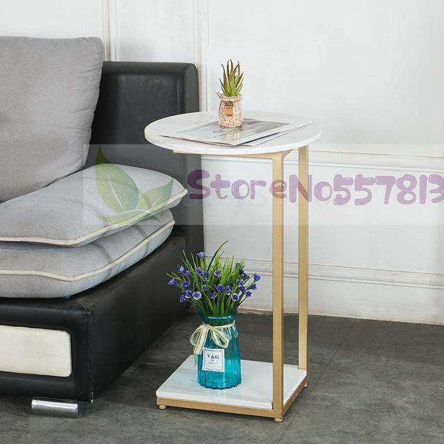 Italian Light Luxury Side Table Sofa Marble Simple Iron Corner Table Living Room Nordic Small Coffee Table Side Table Removable - Gustobene