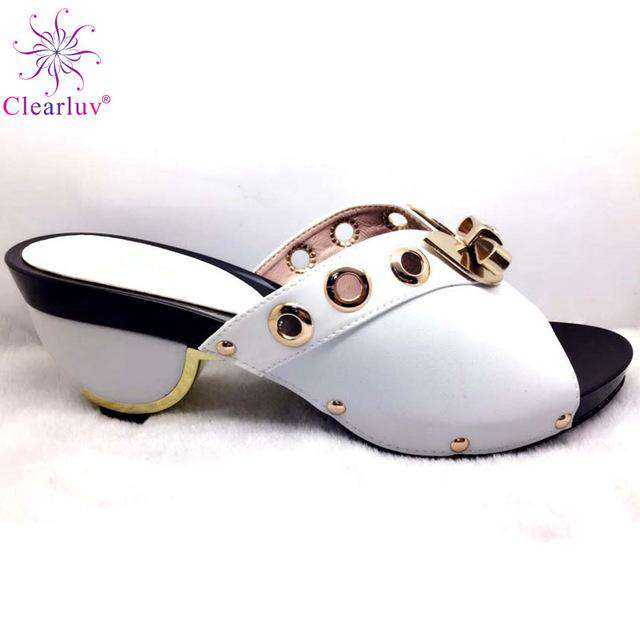 White Color newest Italian shoes without matching bags PU leather comfortable pumps wholesales good price for shoes without bag