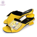 New Arrival Italian Women Wedding Pumps Decorated with Rhinestone Slip on Shoes for Women Nigerian Shoes Luxury Sandals Women