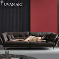 Cloth sofa small apartment Nordic modern minimalist down latex straight line Italian minimalist sofa - Gustobene