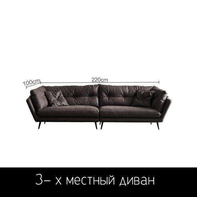 Cloth sofa small apartment Nordic modern minimalist down latex straight line Italian minimalist sofa - Gustobene
