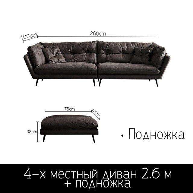 Cloth sofa small apartment Nordic modern minimalist down latex straight line Italian minimalist sofa - Gustobene