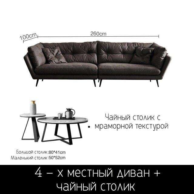 Cloth sofa small apartment Nordic modern minimalist down latex straight line Italian minimalist sofa - Gustobene