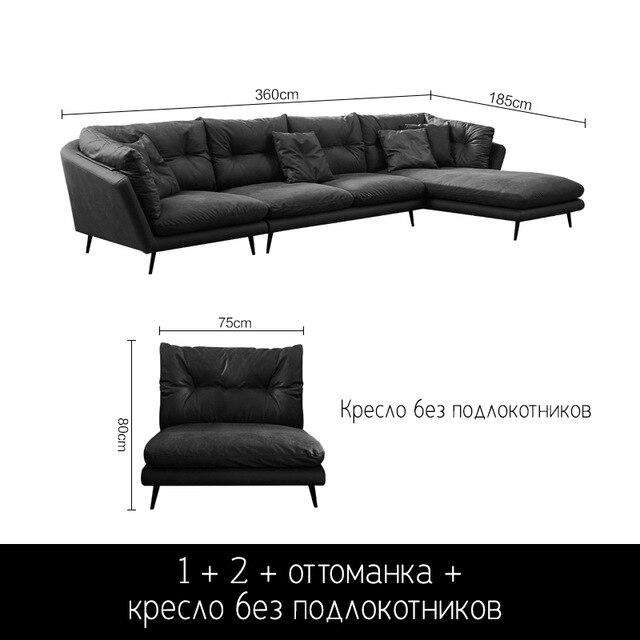 Cloth sofa small apartment Nordic modern minimalist down latex straight line Italian minimalist sofa - Gustobene