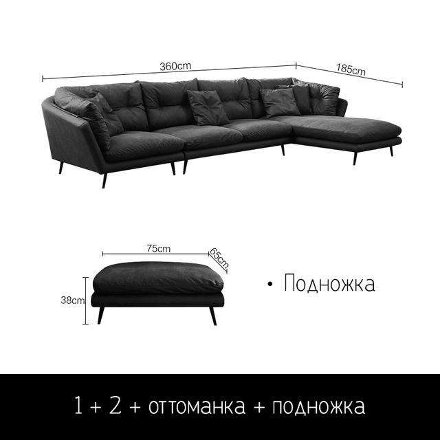Cloth sofa small apartment Nordic modern minimalist down latex straight line Italian minimalist sofa - Gustobene