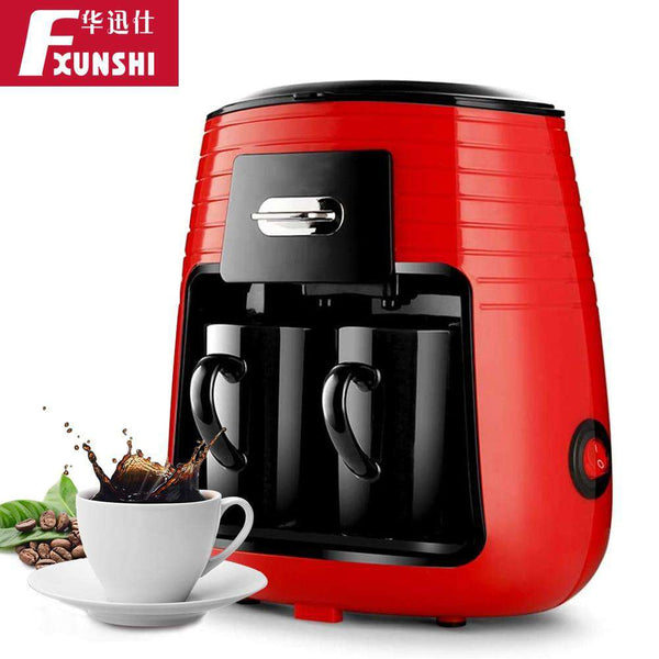 FXUNSHI Mini Two Cup  Household American Drip Coffee Maker Italian Semi-automatic Portable Espresso Brewing Tea Coffee Machine - Gustobene