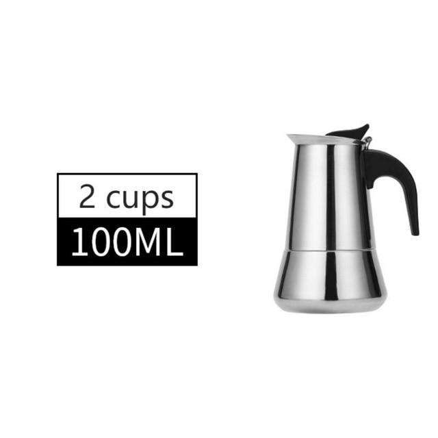 100/400/600ml Coffee Pot Maker Italian Top Moka Espresso Cafeteira Expresso Percolator Stainless Steel Stovetop Induction Cooker - Gustobene