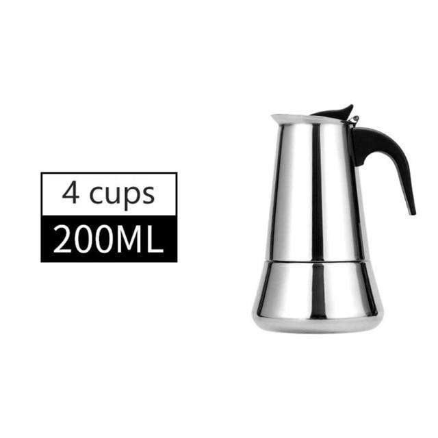 100/400/600ml Coffee Pot Maker Italian Top Moka Espresso Cafeteira Expresso Percolator Stainless Steel Stovetop Induction Cooker - Gustobene