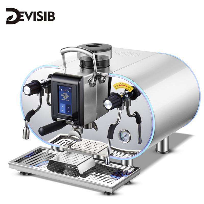 DEVISIB Touch Screen Commercial Automatic Espresso Coffee Machine Americano Maker with Bean Grinder and Milk Steamer - Gustobene