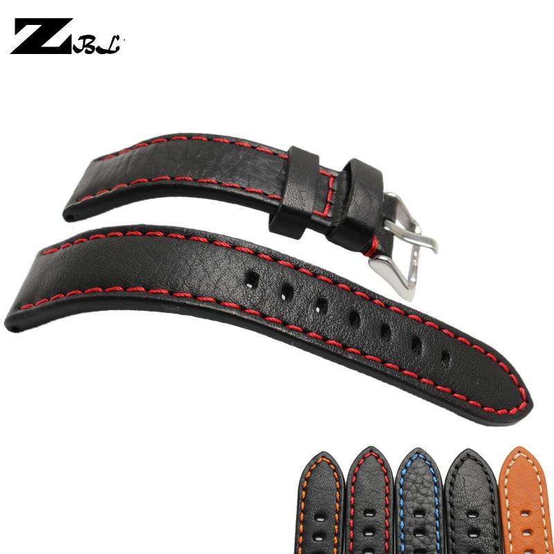 Italian cowhide watch leather strap 20mm 22mm 24mm watch strap genuine leather watch band stitched wristband watch accessories - Gustobene