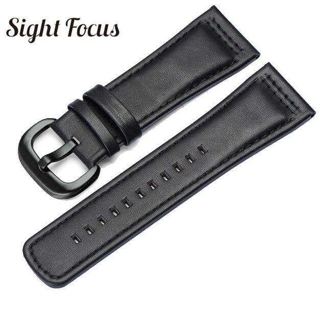 28mm Italian Calfskin Leather Watch Band for Seven Friday P1|P2 Black Belt Pin Buckle Replacement Watch Strap for Men Bracelet - Gustobene