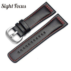 28mm Italian Calfskin Leather Watch Band for Seven Friday P1|P2 Black Belt Pin Buckle Replacement Watch Strap for Men Bracelet - Gustobene