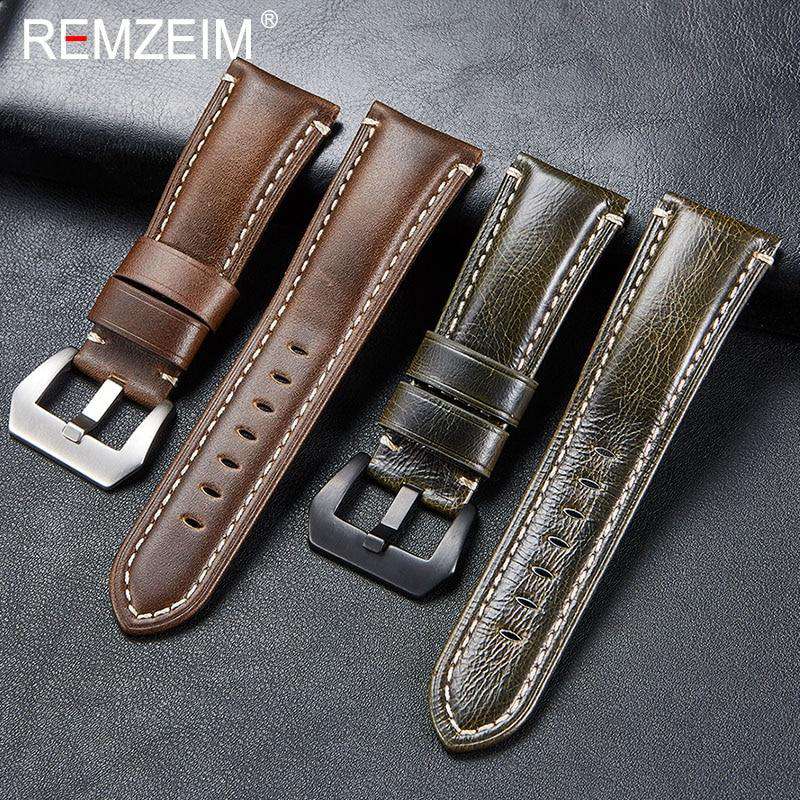 New Arrive Genuine Leather Strap 20 22 24 26mm Italian Imported High Quality Leather Sports Rough Thick Strap for Men Watch