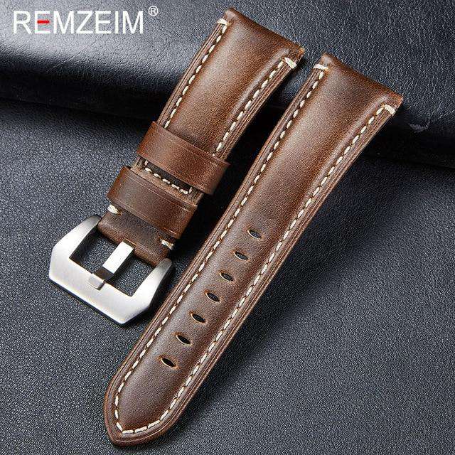 New Arrive Genuine Leather Strap 20 22 24 26mm Italian Imported High Quality Leather Sports Rough Thick Strap for Men Watch