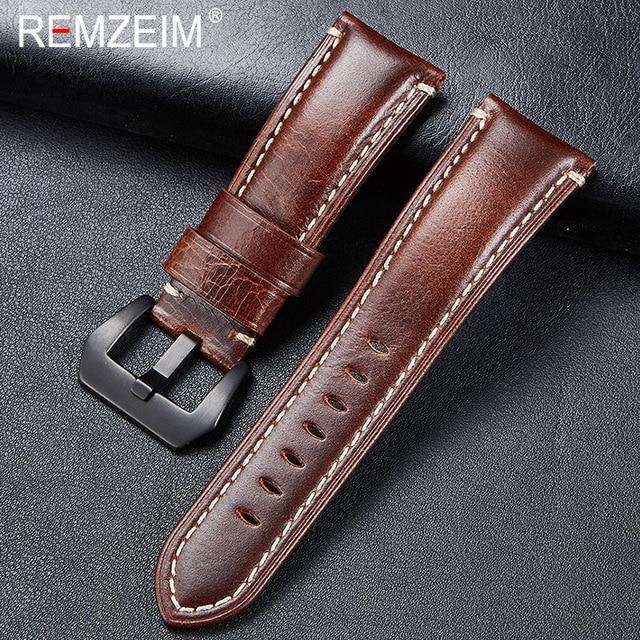 New Arrive Genuine Leather Strap 20 22 24 26mm Italian Imported High Quality Leather Sports Rough Thick Strap for Men Watch