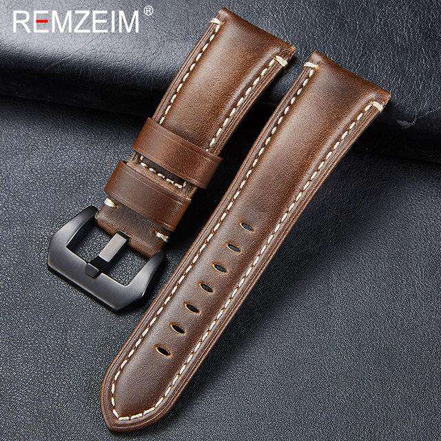 New Arrive Genuine Leather Strap 20 22 24 26mm Italian Imported High Quality Leather Sports Rough Thick Strap for Men Watch