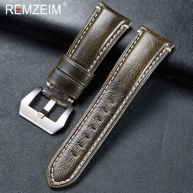 New Arrive Genuine Leather Strap 20 22 24 26mm Italian Imported High Quality Leather Sports Rough Thick Strap for Men Watch