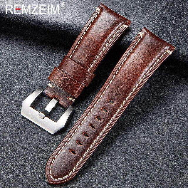New Arrive Genuine Leather Strap 20 22 24 26mm Italian Imported High Quality Leather Sports Rough Thick Strap for Men Watch